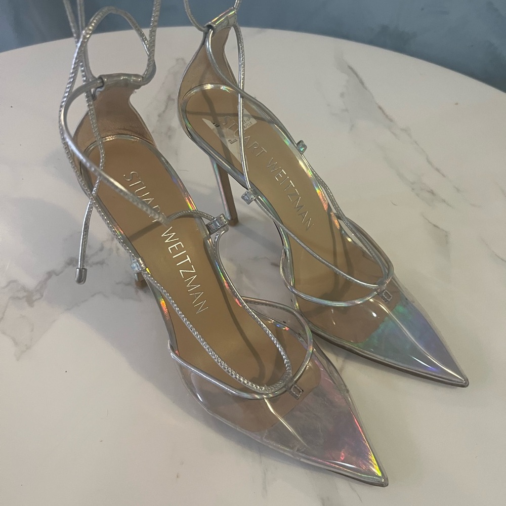 Stuart Weitzman Silver/clear stiletto 👠 heels - Picture 8 of 9